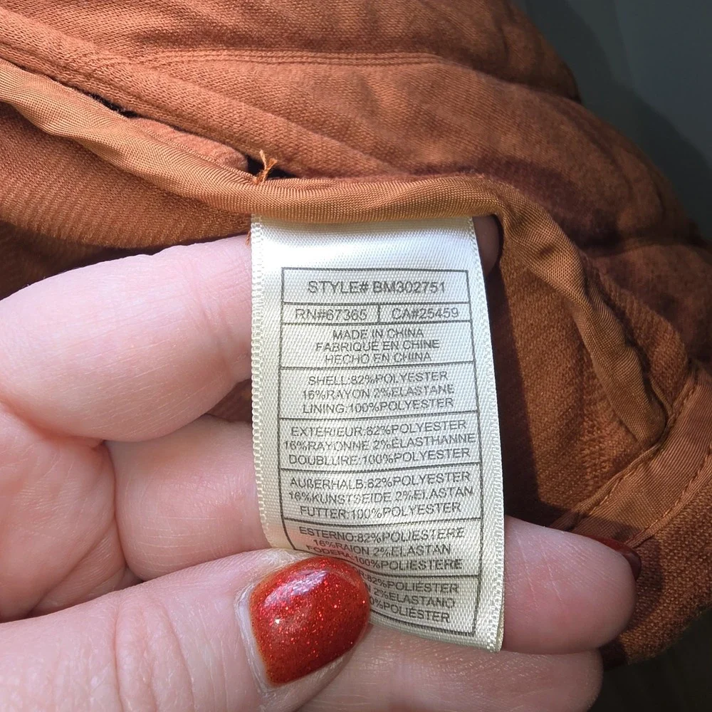 Women's Steve Madden Quilted Belted Coat in Rust‎ Color, Size Small